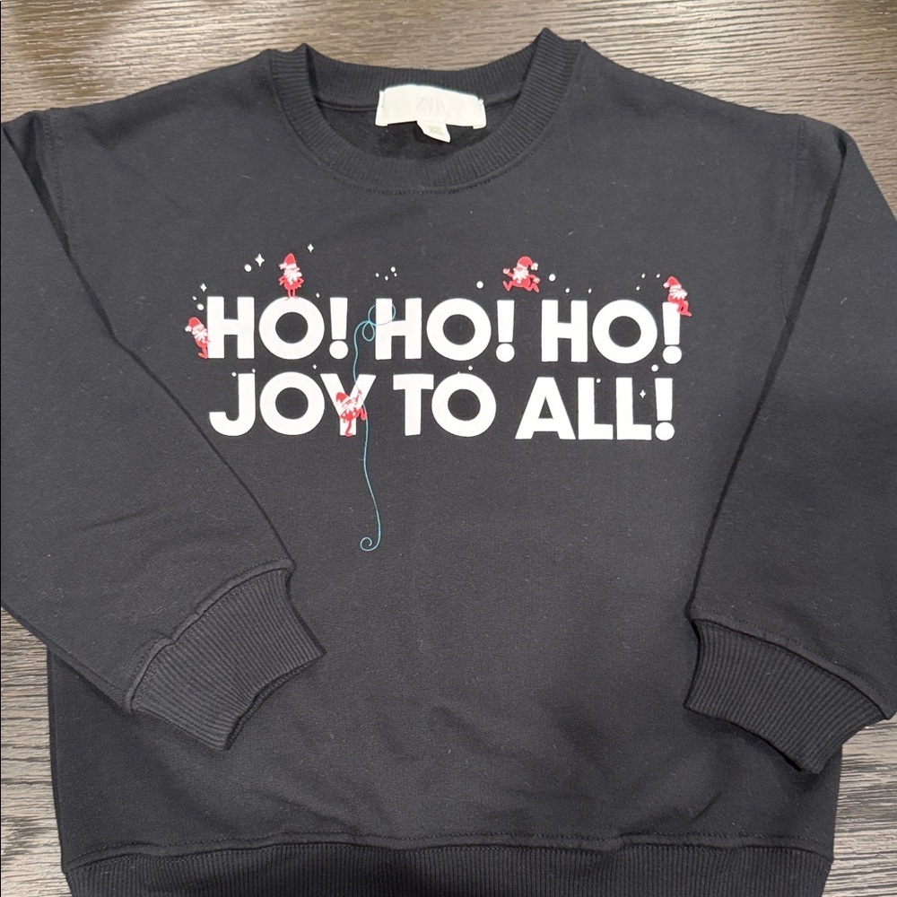 Zara Black Festive Sweatshirt with White and Red Print - Picture 2 of 5